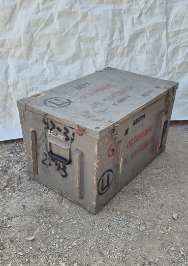 caja baul transporte militar madera 37.5x62x43 1u